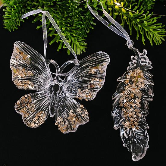 Акриловые Рождественские Украшения Снежинка Дерево Лось Бабочка Балерина Подвесные