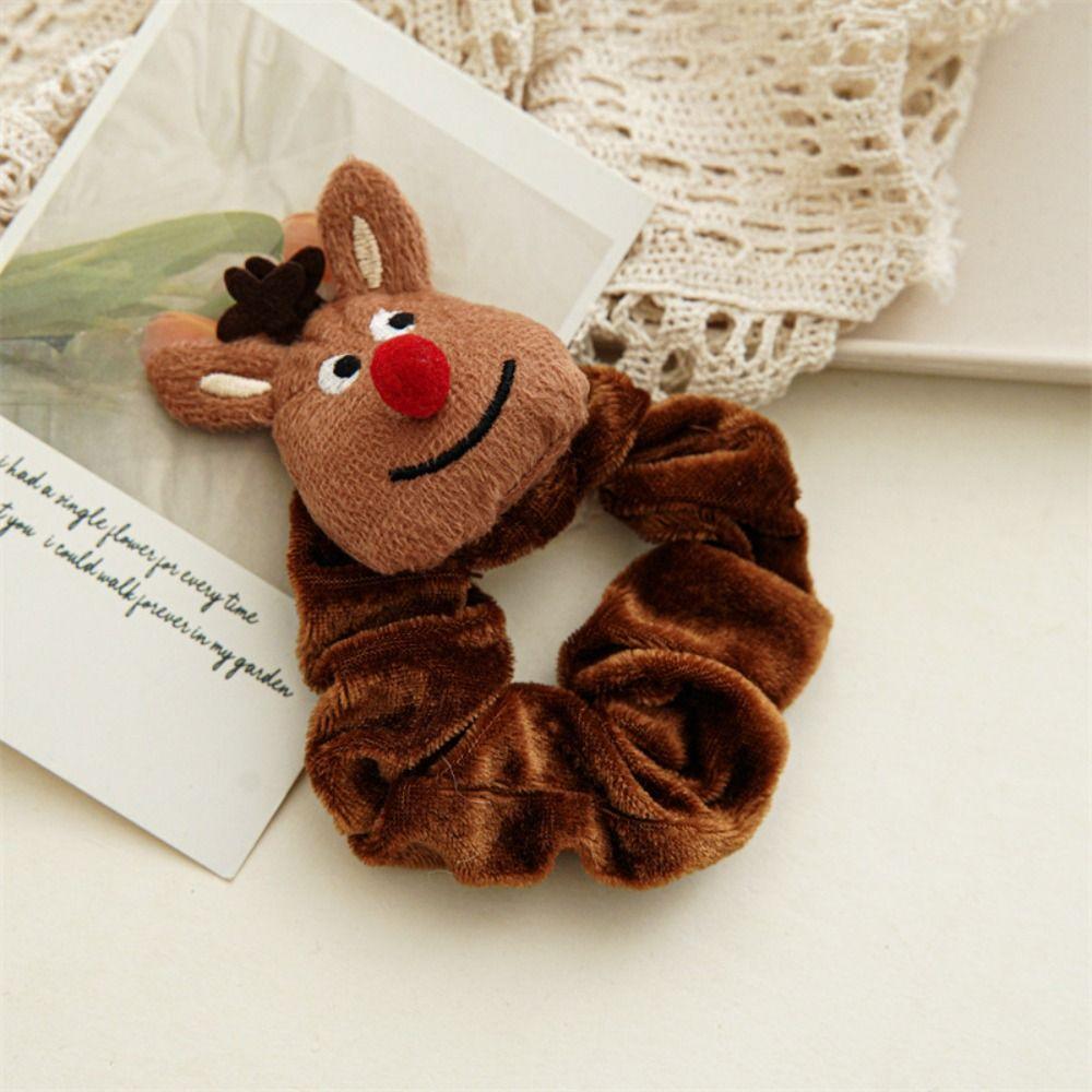Cute Hair Rope Plush Santa Claus Lint Christmas Scrunchies  Girl