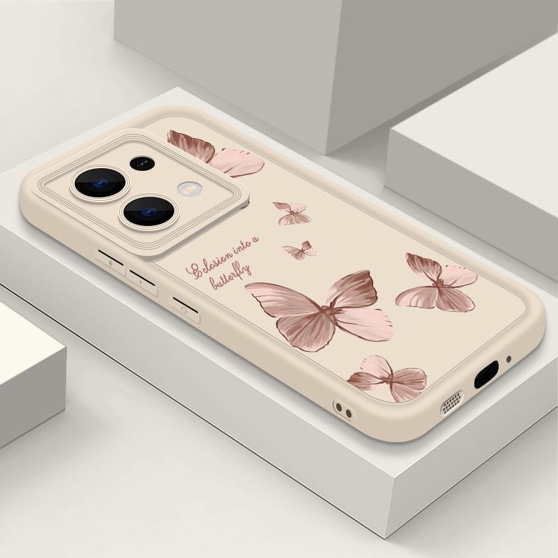 Однотонный матовый чехол для телефона с рисунком бабочки для Xiaomi 14T Pro 13T Poco F6 X6 Pro M6 X5 Redmi Note 14 Pro 13 12 11 10 противоударный мягкий чехол из ТПУ