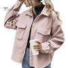 Осень-зима Женская куртка однобортная на пуговицах утолщенный кардиган свободный с длинными рукавами отложной воротник нагрудные карманы верхняя одежда пальто