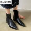 Women Chelsea Ankle Boots Pointed Toe Leather Shoes Fashion Winter New Short Boots Brand Casual Flats Snow Booties Mujer