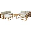 Modular Corner Garden Set LEVATA XL - FSC Acacia Wood - 8 People - Linen Grey + Cover Included