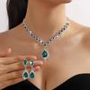 Luxury Bridal Teardrop Crystal Necklace & Earring Set - Elegant Women's Evening Jewelry