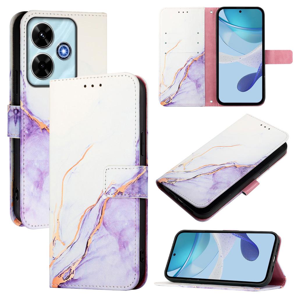 For Xiaomi Redmi Note 13R 5G/Xiaomi Redmi 13x 4G Case with Strap Marble Pattern Leather Phone Cover Card Holder