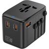 Travel Adapter, 65W Universal Travel Charger for iPhone, Laptop, Type A/C/G/I (US/UK/European Union/Australia)