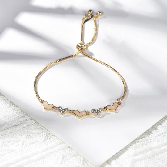 Женский браслет с регулируемой длиной, кисточкой, стразами, сердцем, полированным сплавом, наручные украшения, подарок для дочери, жены, подруги, повседневная одежда, парный браслет