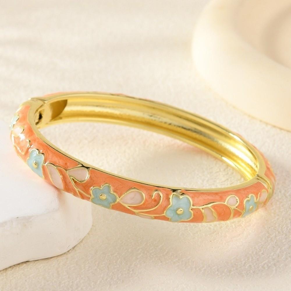 Zinc Zinc Zinc Alloy Enamel Bracelet Floral Motifs Flower Texture Bracelet Dropped Glaze Bracelet African