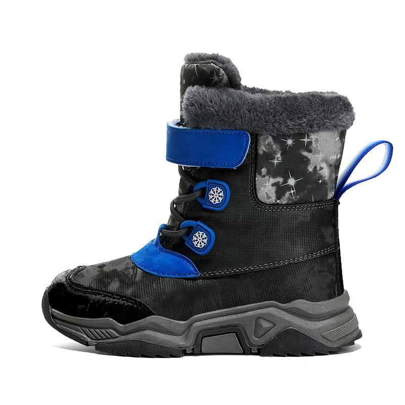 Children Warm Snow Boots Kids Winter Cotton Shoes Non-slip Snow Outdoor Warm Plush Boots High Top Warm Furry Footwear Waterproof Warm Sneakers