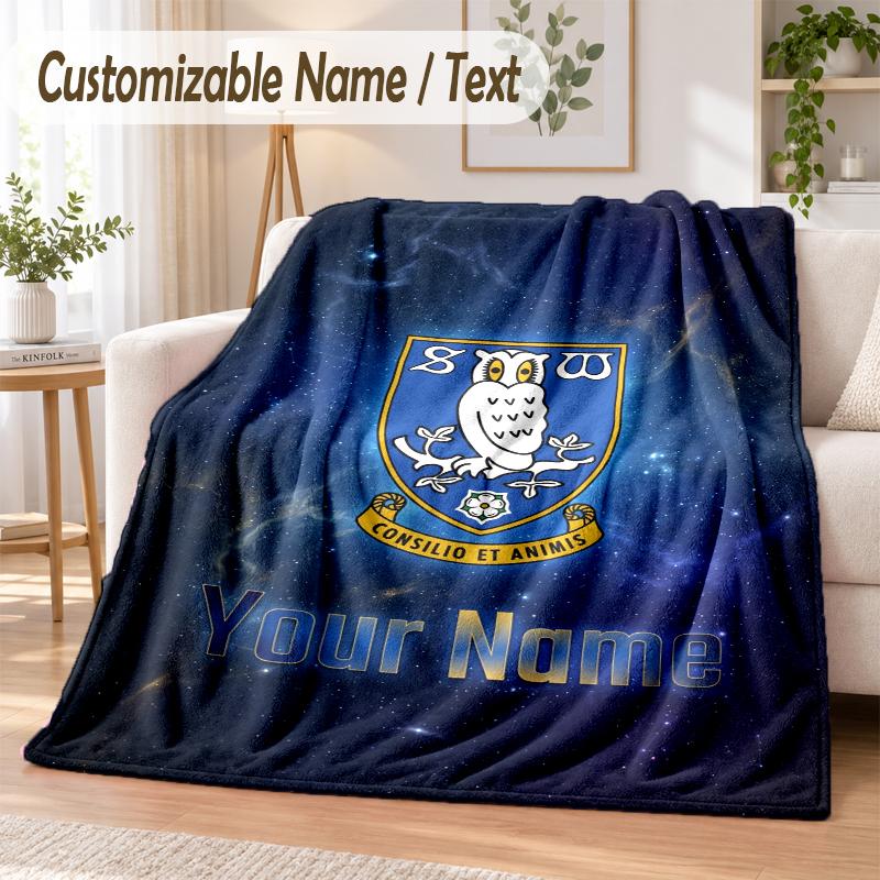 Custom Text Flannel Blanket Sheffield Wednesday FC Print Warm Cozy Blanket Home Sofa Bedding