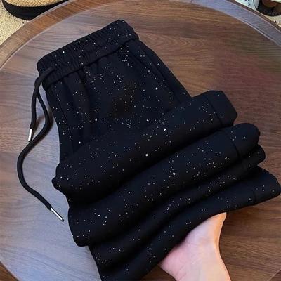 Женские широкие брюки из ледяного шелка, новые летние, с высокой талией, прямые, для повседневной носки, спорта, длинные брюки.