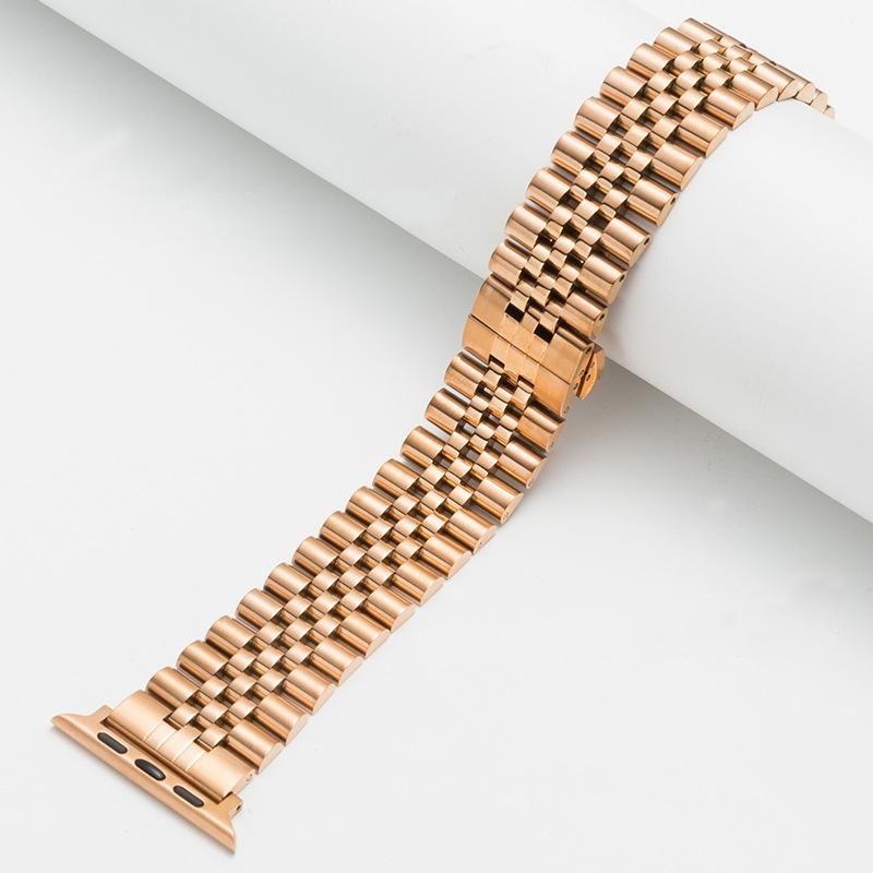 Ремешок для часов из нержавеющей стали для Apple Watch 6 5 4 3 2 Band Five Beads Luxury Metal Remezzo Bracelet For iWatch 6 5 Band 45 мм 49 мм