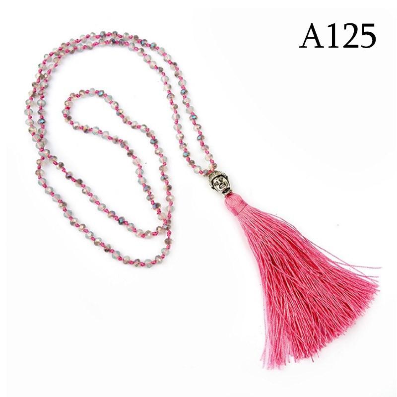 Привет кристалл из бисера голова Будды кулон с кисточками длинное ожерелье в стиле бохо