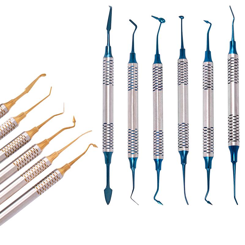 6Pcs Dental Composite Resin Filling Spatula Double Heads Mixing Carving Spatula Titanium Plated Head Filler