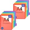 12 Count Plastic Binder Dividers with Pockets, 2 Pack of 6 Tab Multicolor Dividers for 3 Ring Binders, Big ertable Tabs, Works with Sheet Protectors
