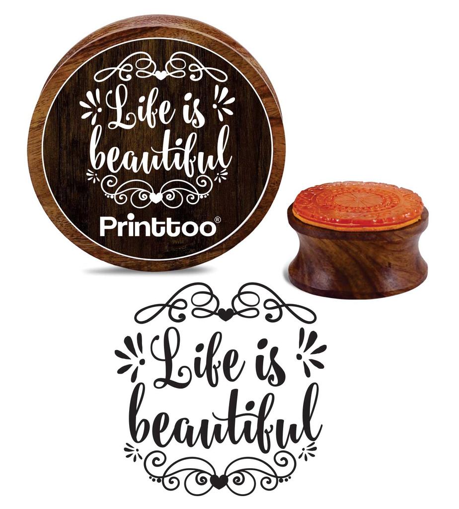 Printtoo Wooden Rubber DIY Stamp Life Is Beautiful Scrap-booking Craft Textile Stamps-2