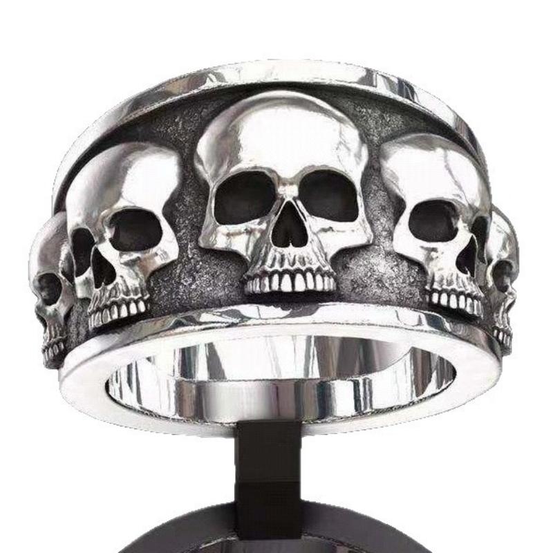 Креативное кольцо-череп в стиле хип-хоп, Популярное мужское кольцо темного стиля, Ручные украшения