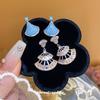 Korean silver needle zircon fan stud earrings light luxury high sense exquisite versatile earrings new huge good-looking earrings