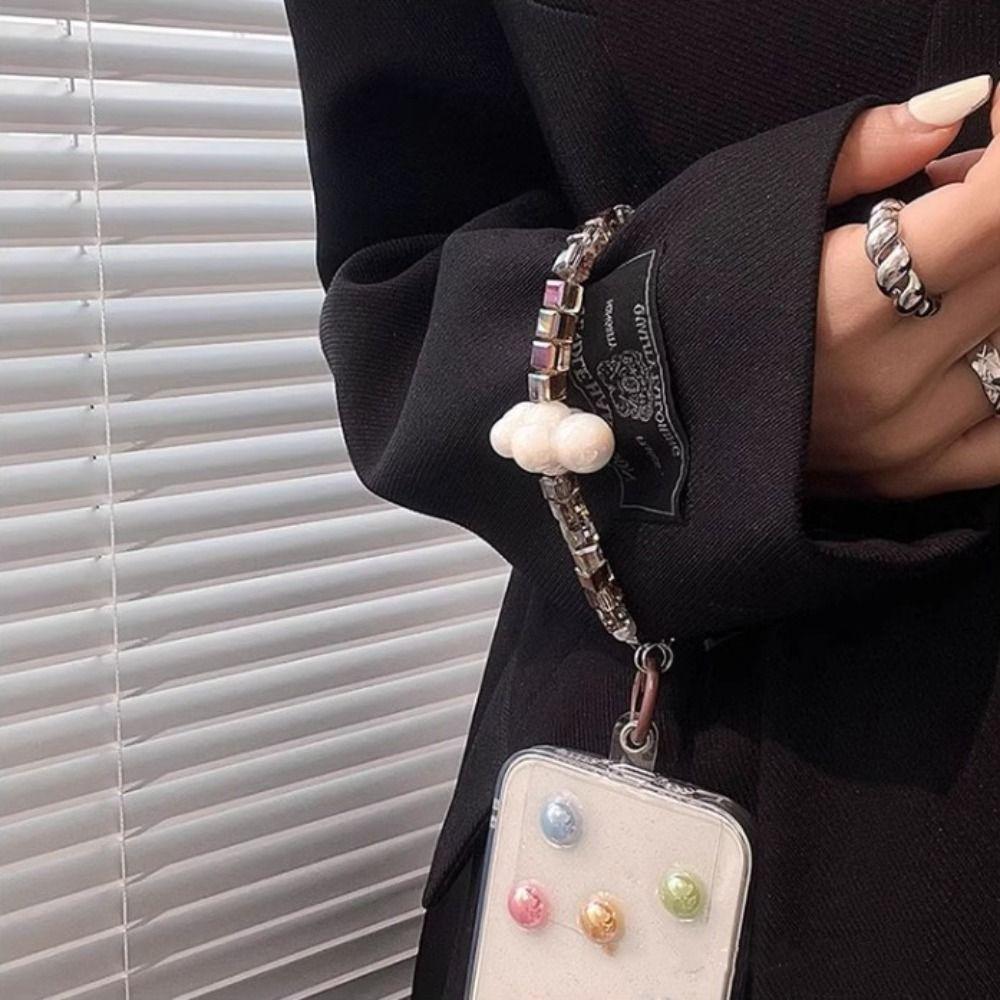 Wrist Chain Crystal Bead Strap Color Crystal Backpack Pendant Cell Phone Chain  Bag Accessories