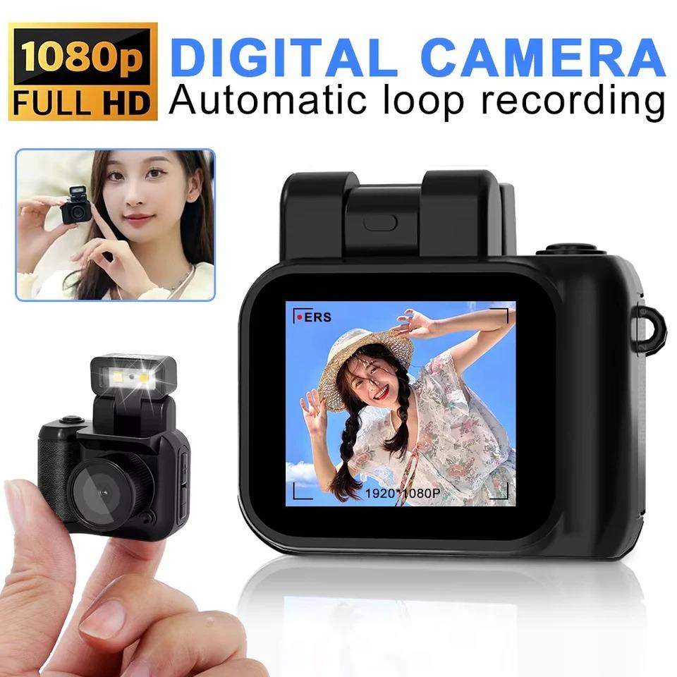 HD 1080p Mini Camera with LCD Screen Flash Lamp Portable Pocket Keychain Cam Video Recorder Digital Camera for Indoor Outdoor Home Sport