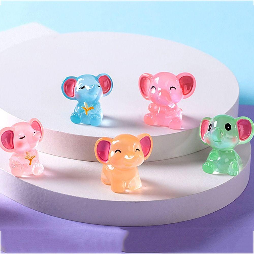 Micro Landscape Ornament Creative Cartoon Figure Resin Crafts Landscape Luminous Elephant Tabletop Ornament Handicraft
