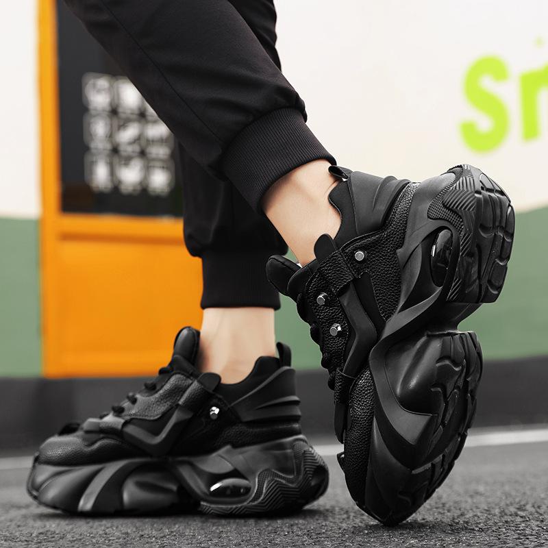 Модные мужские кроссовки на толстой подошве с воздушной подушкой, увеличивающие рост, модные кроссовки для досок, повседневные мужские кроссовки на платформе, папины туфли