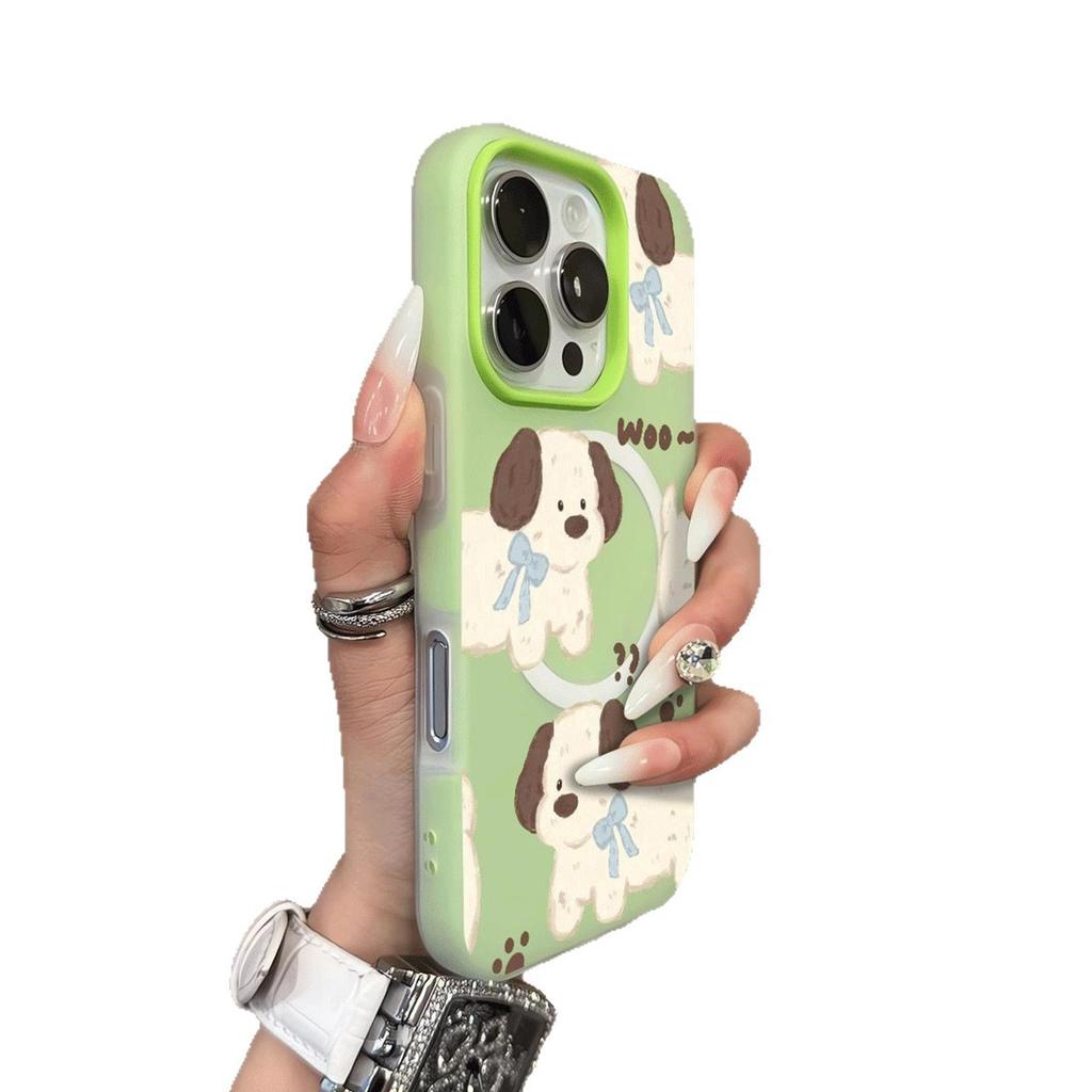 Cartoon Magnetic Jelly Two-in-One Phone Case Double-Layer Phone Case Silicone for IPhone16pro Protective Case