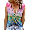 Женские майки, сексуальные летние топы без рукавов с V-образным вырезом, жилет, синие топы с 3D принтом
