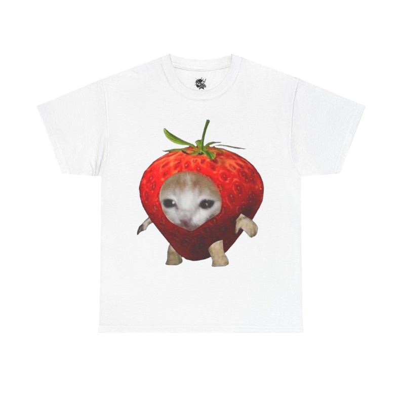 Meme Cat Strawberry Graphic Unisex T-Shirt