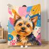 1pc Flannel Blanket Colorful Dog Portrait Soft Comfortable And Warm Suitable for All Seasons Beautiful Printed Design Ideal for Ca