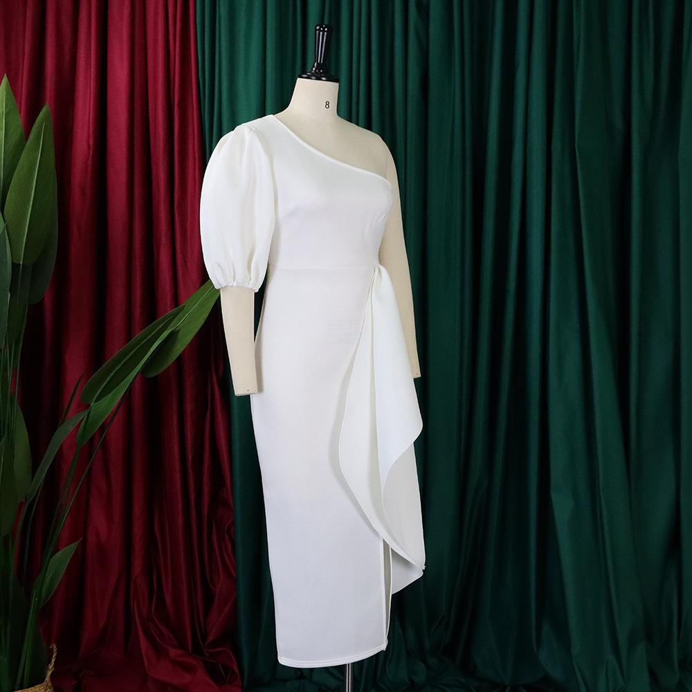 YYFS Женская мода лето весна однотонный принт короткий рукав косой воротник высокая талия повседневные платья