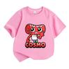 Kids Boys Girls 100% Cotton Short Sleeve O-neck T-shirt, Cute Red Cartoon Confused Character Printed Casual Soft Breathable Tee Top for Daily Wear Par