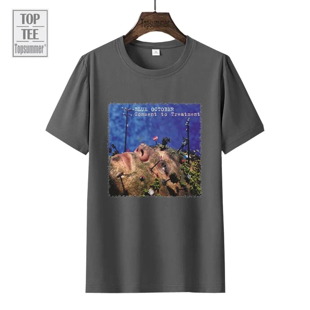 Футболка «Согласие на лечение» с альбомом, синяя футболка «Октябрьский тур», женская уличная модная хлопковая футболка, топы унисекс, большие размеры