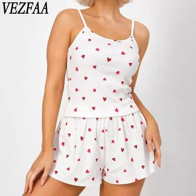 Женская мода повседневная летняя весенняя Love Letter Print без рукавов подтяжки брюки костюмы