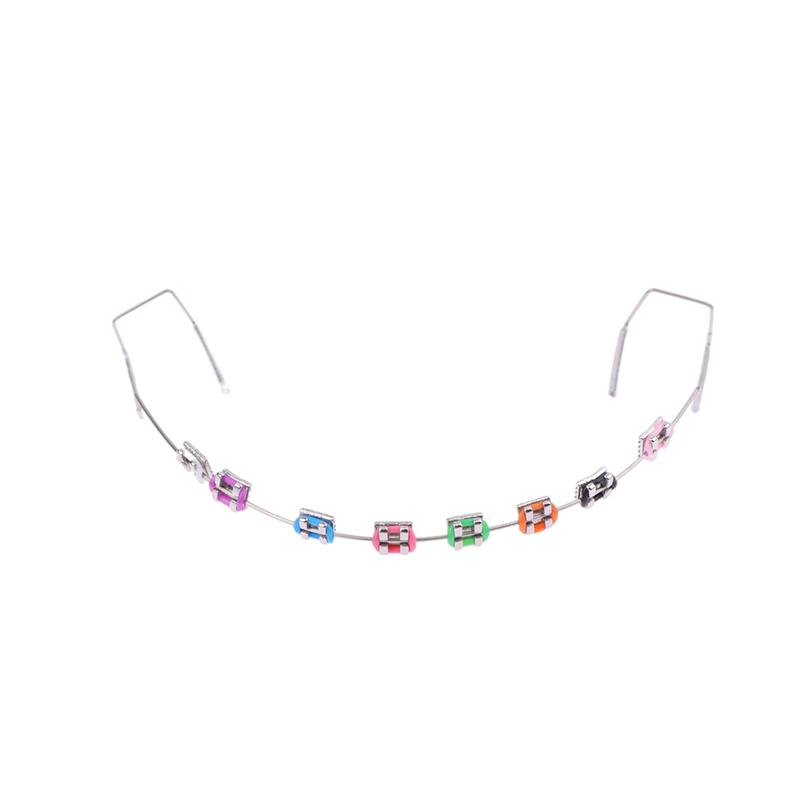 1 пара временных украшений для зубов с металлической проволокой, цветные металлические скобки и ортодонтические лигатуры, стоматологические украшения