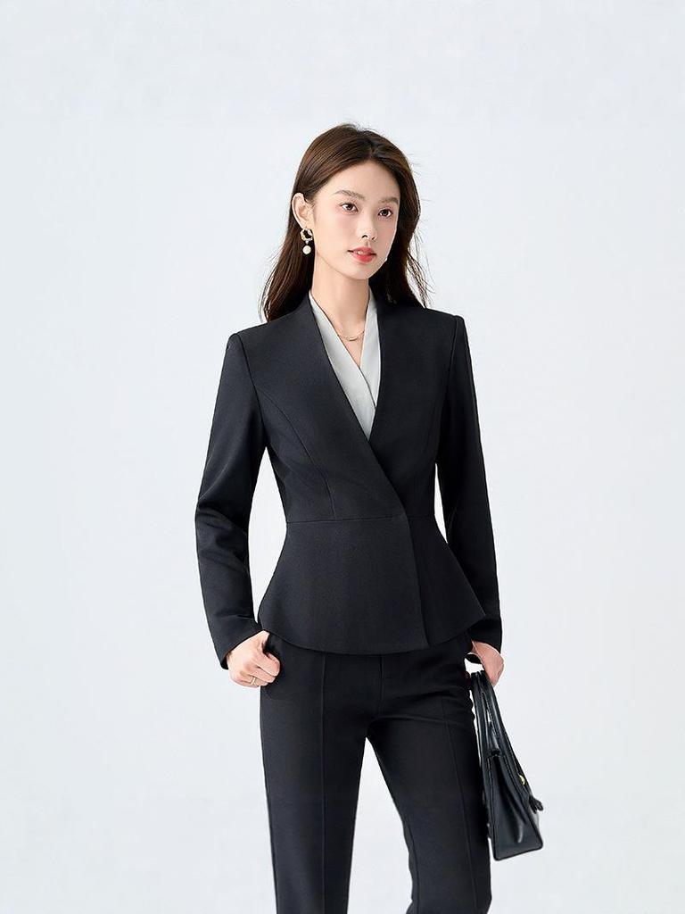 2025 Women's White Suit Set: Spring/Autumn Salon Reception Workwear Blazer