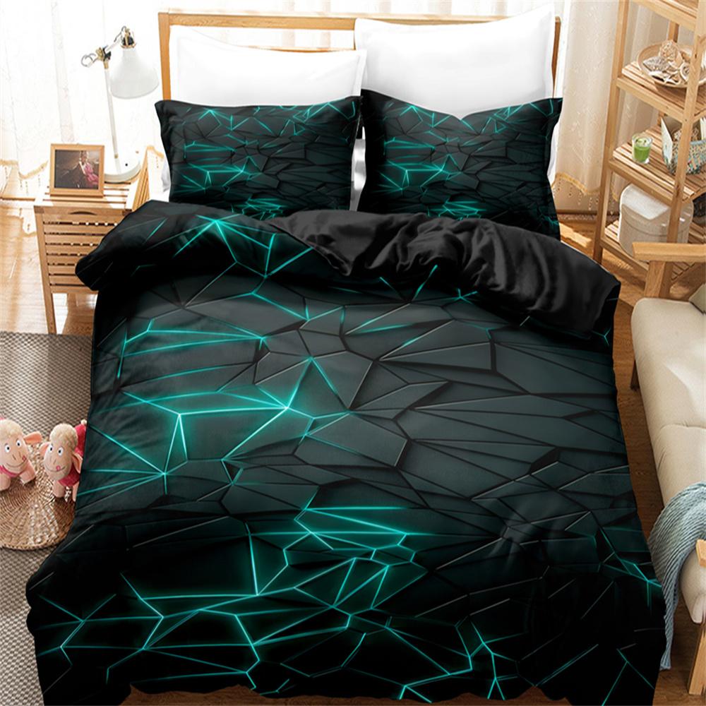 Постельный комплект сотовидный черный и красный с цифровой печатью - 1 пододеяльник + 2 наволочки (Нет подушки)