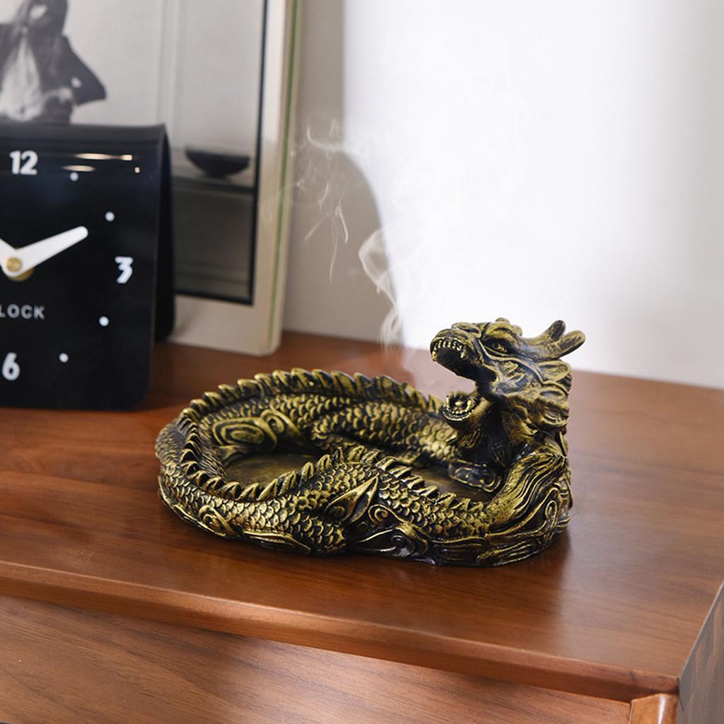 Artistic Dragon Resin Ashtray For Home Decor Office Desk Traditional Chinese Cultural Design Decorative Accessories