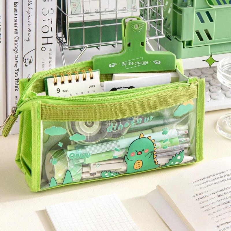Cute Cartoon 6-layer Transparent Pencil Case Multi-functional Storage Stationery Box School Supplies Kawaii Stationery Bag 1pc