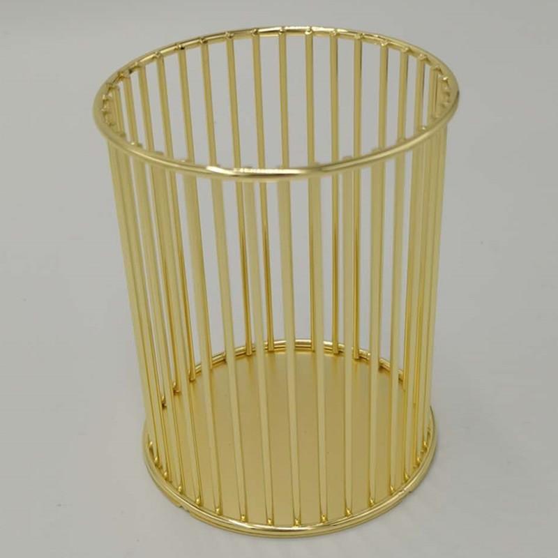 Metal Desk Organizer Pen Holder Storage Basket Office School Makeup Brushes Nordic Style Iron Wire Mesh Container