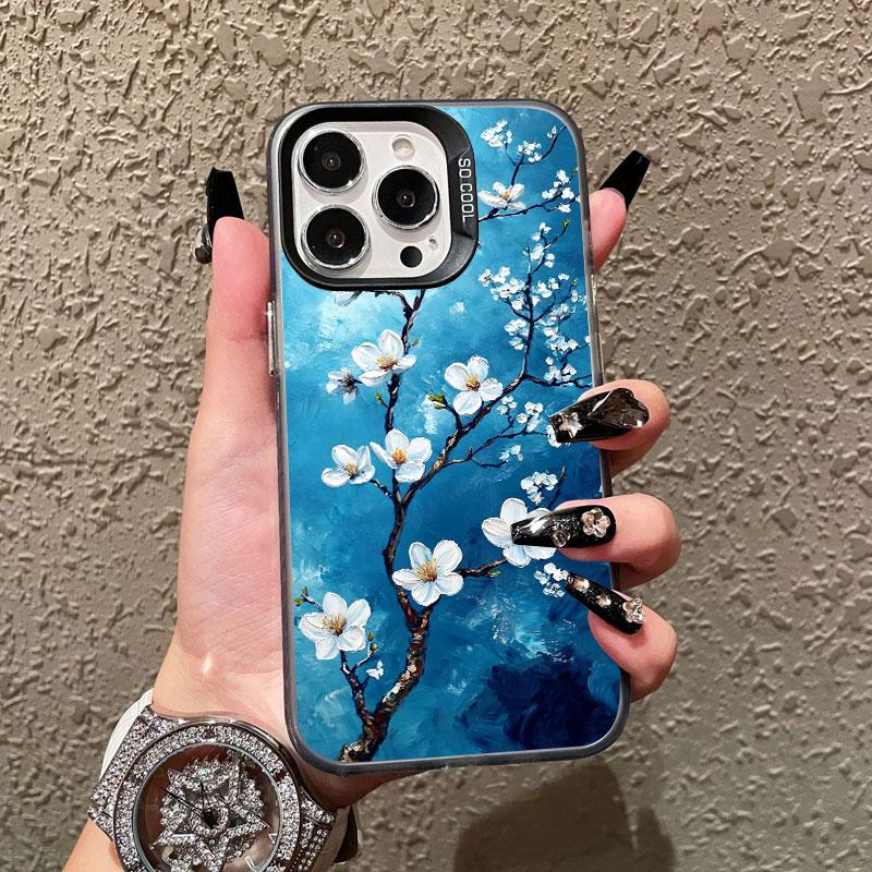 Лазерный чехол для телефона с миндальными цветами Ван Гога для IPhone 16 15 14 Pro Max Plus 17 Pro Max Air 13 12 Mini 11 Pro Max Ударопрочный корпус
