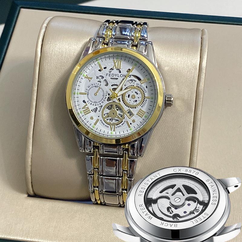 Механические часы с турбийоном, полностью автоматические, немеханические, мужские часы, водонепроницаемые, со светящимся стальным ремешком, мужские часы