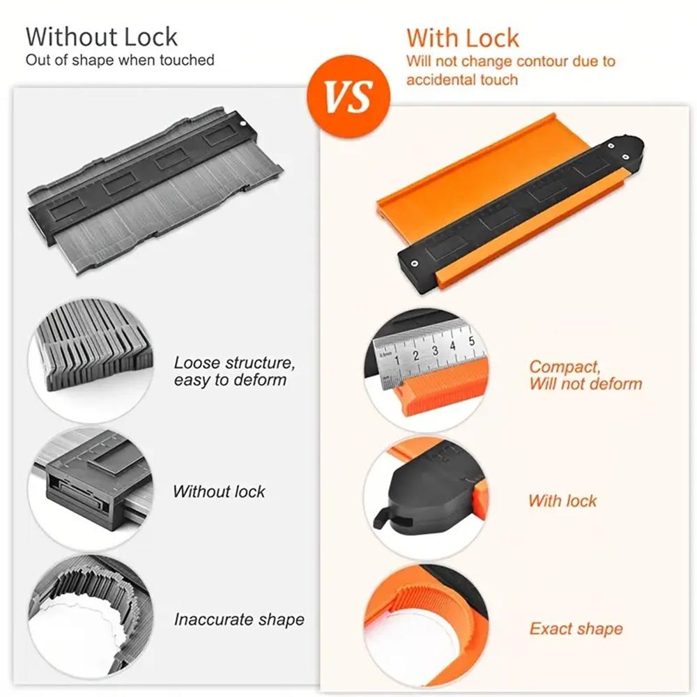 Контурный калибровочный профильный инструмент 5 дюймов/10 дюймов регулируемый замок точно копирует нестандартную форму дубликатор для углов деревянные шаблоны