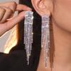 Super Flash Rhinestone Long Fringed Earrings, Women's Fashion Temperament, Luxury Stud Earrings