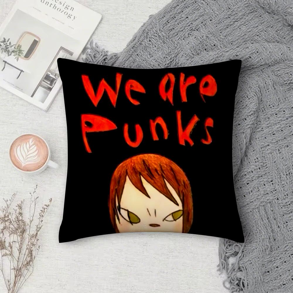 Art YYoshitomo NNara Pillow Case Square DoubleSided Printing Sofa Cushion Cover Pillowcase Bedroom Bedside