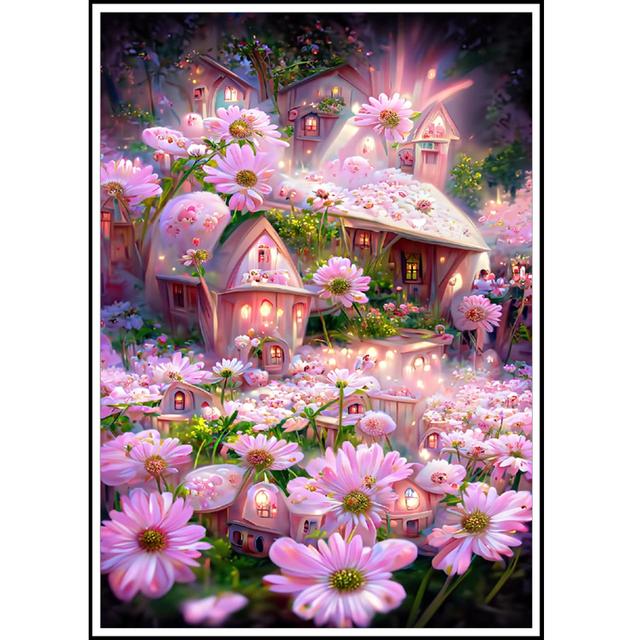 Новый 5D DIY алмазная живопись пейзаж мечты горный хрусталь мозаика розовая ромашка цветочный сад Алмазная вышивка крестиком