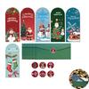 Christmas Greeting Card Set Foldable Cards with Stickers & Envelopes Handwritten Style Design Card for Holiday Wishes