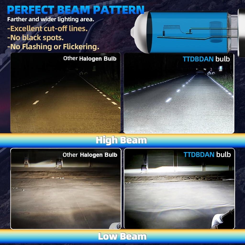 Halogen Headlights Fit For Chevrolet Chevy Impala 2006-2013 Headlight Bulbs,H11/H8/H9 High Beam+ H11/H8/H9 Low Beam+ H11 Fog Light Combo,Plug And