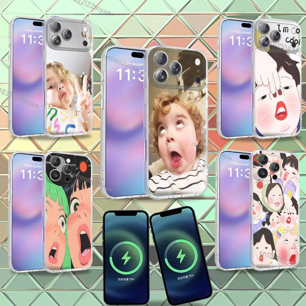 Funny Cute Boy Girl Paired Couple Phone Case For iPhone 16,14,17,13,15,12,Air,Plus,Pro,Max,E,Mini Frosted for Magnetic Wireless