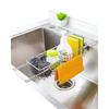 YQh Telescopic Sponge Holder for Kitchen Sink, 304 Stainless Steel, Adjustable 30-48 Cm, Storage Rack with Drainer