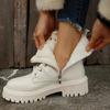 Women Platform Boots Short Plush Solid Color Lace Up Side Zipper Ankle Boots Winter Women Shoes 2025 Large Size 42 Ladies' Shoes
